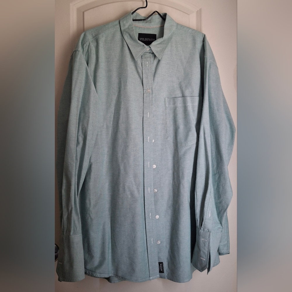 Wildfang Men's Light Green Button Down 1X Formal Cotton Party Casual Church